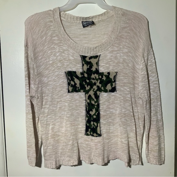 Objects D’Art Camouflage Cross Top Sz L - Picture 2 of 9